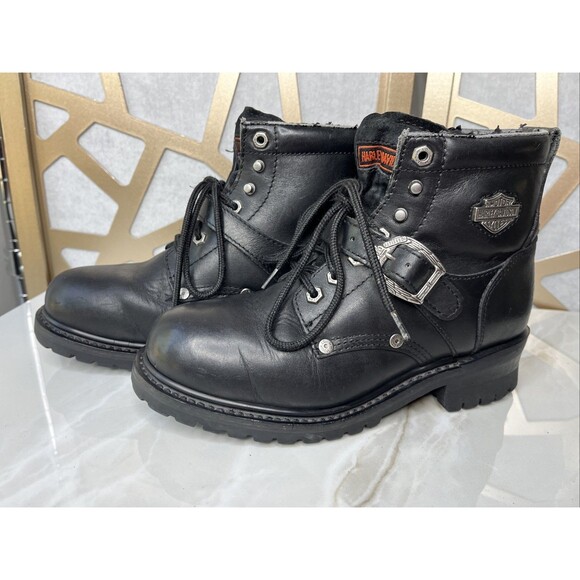 vtg harley davidson Black Leather Moto  Boots Uk 7.5 Eu 41 Men Us 8.5 Women 10 main image 13
